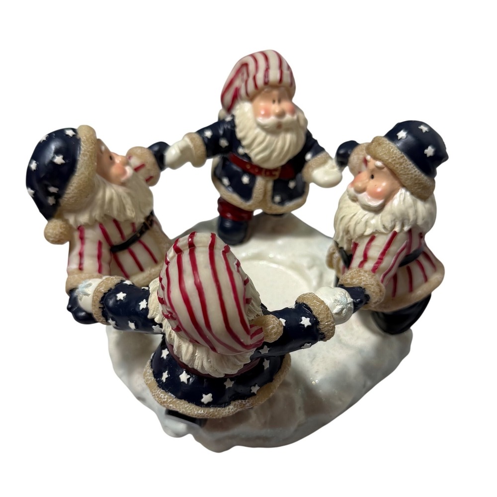 Home Interiors 2002 Santa Candle Holder Americana Christmas Decor 7" x‎ 6"